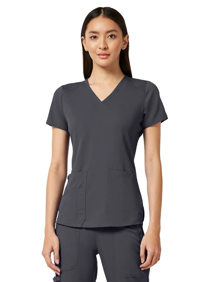 Med Couture - MC Touch - Women's 4-Pocket V-Neck Shirttail Top