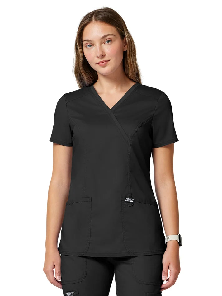 Cherokee - Workwear Revolution - Women's 2-Pocket Mock Wrap Top